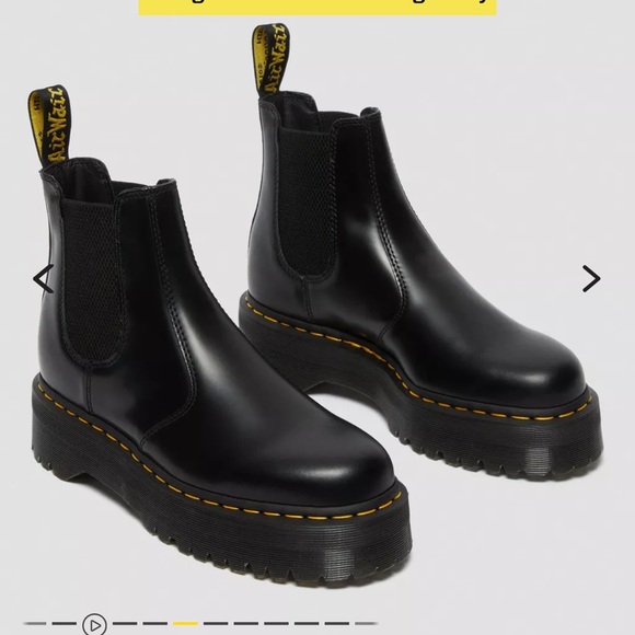 Black Leather Chelsea Platform Boots - Picture 1 of 4